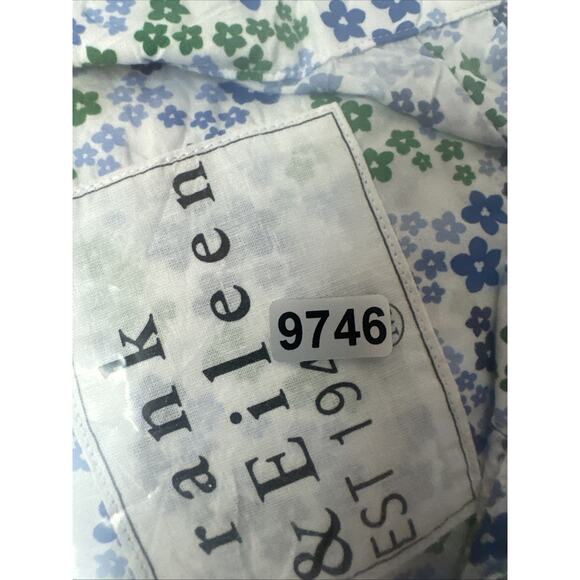 Frank Eileen Shirt Top Womens Medium Blue Floral Ditzy Button Barry Cottage - Picture 13 of 13